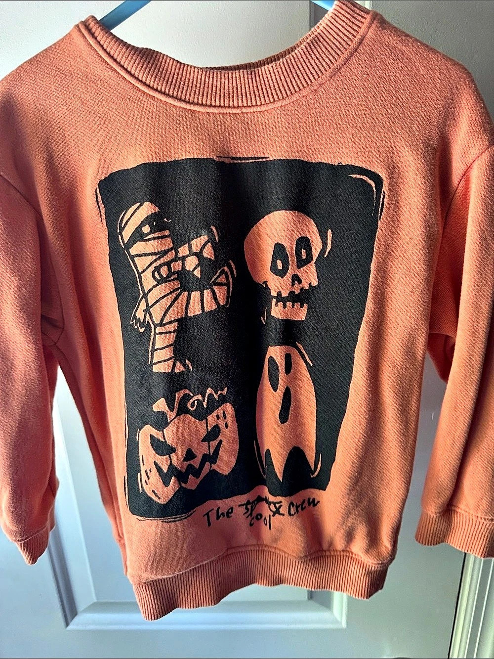 Graphic Crewneck Sweatshirt in Orange & Black Like New
